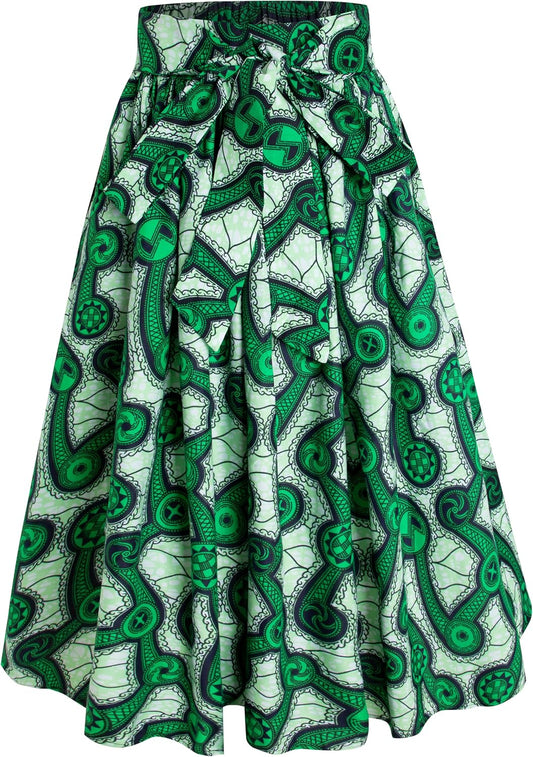 Women African Print Skirt Dutch Ankara Wax Print Full Circle Skirt