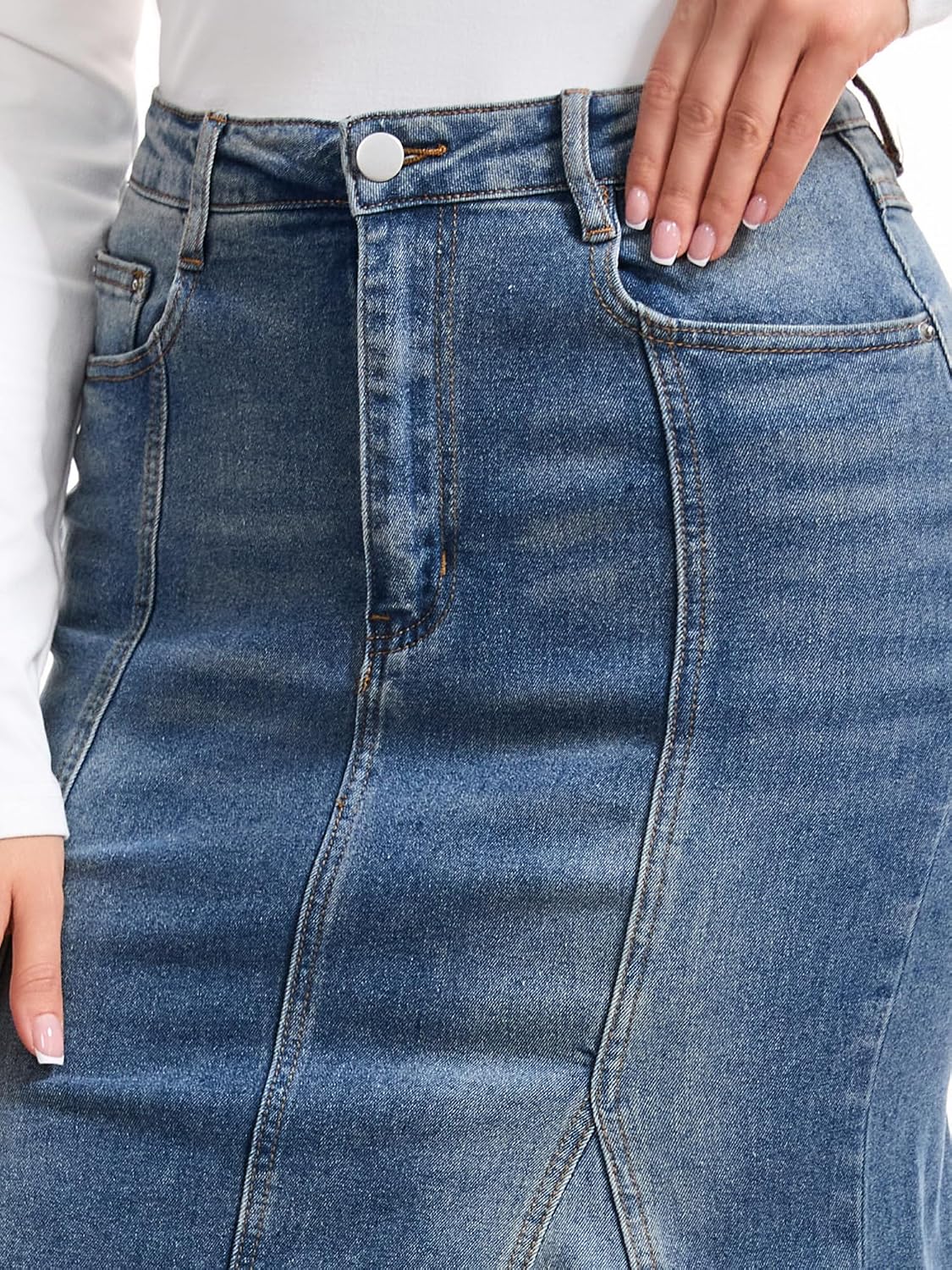Denim Skirt for Women's Fishtail Midi Jean Skirts