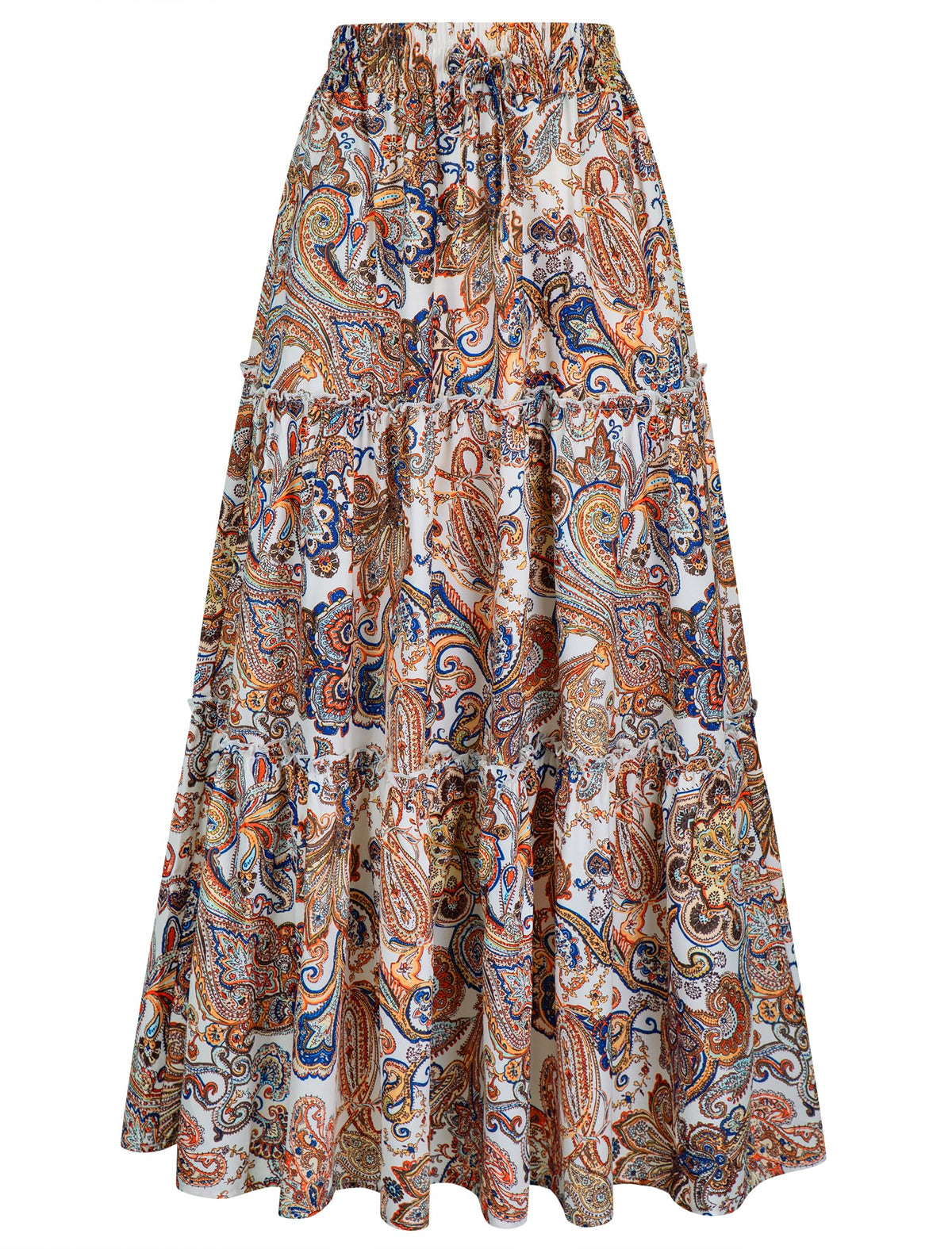 Arolina Women's Summer Maxi Skirt Trendy High Waist Pleated Ruffle Long Skirts Flowy Beach Boho Skirt Dress with Pockets