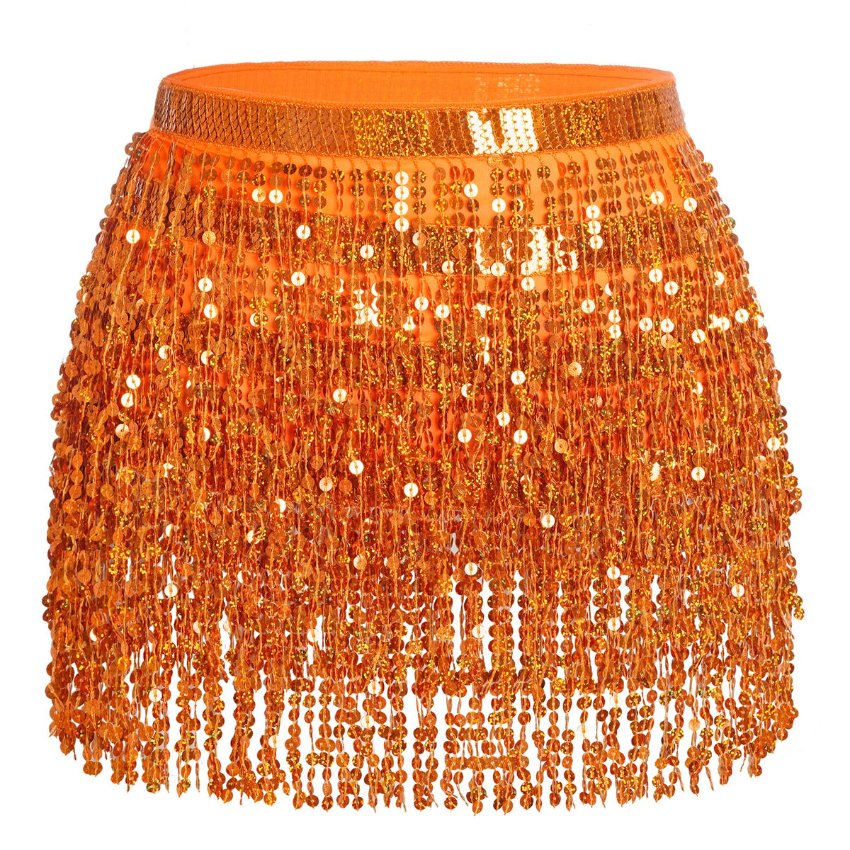 Belly Dance Hip Scarf Sequin Tassel Skirt Wrap Sparkly Rave Costume for Women