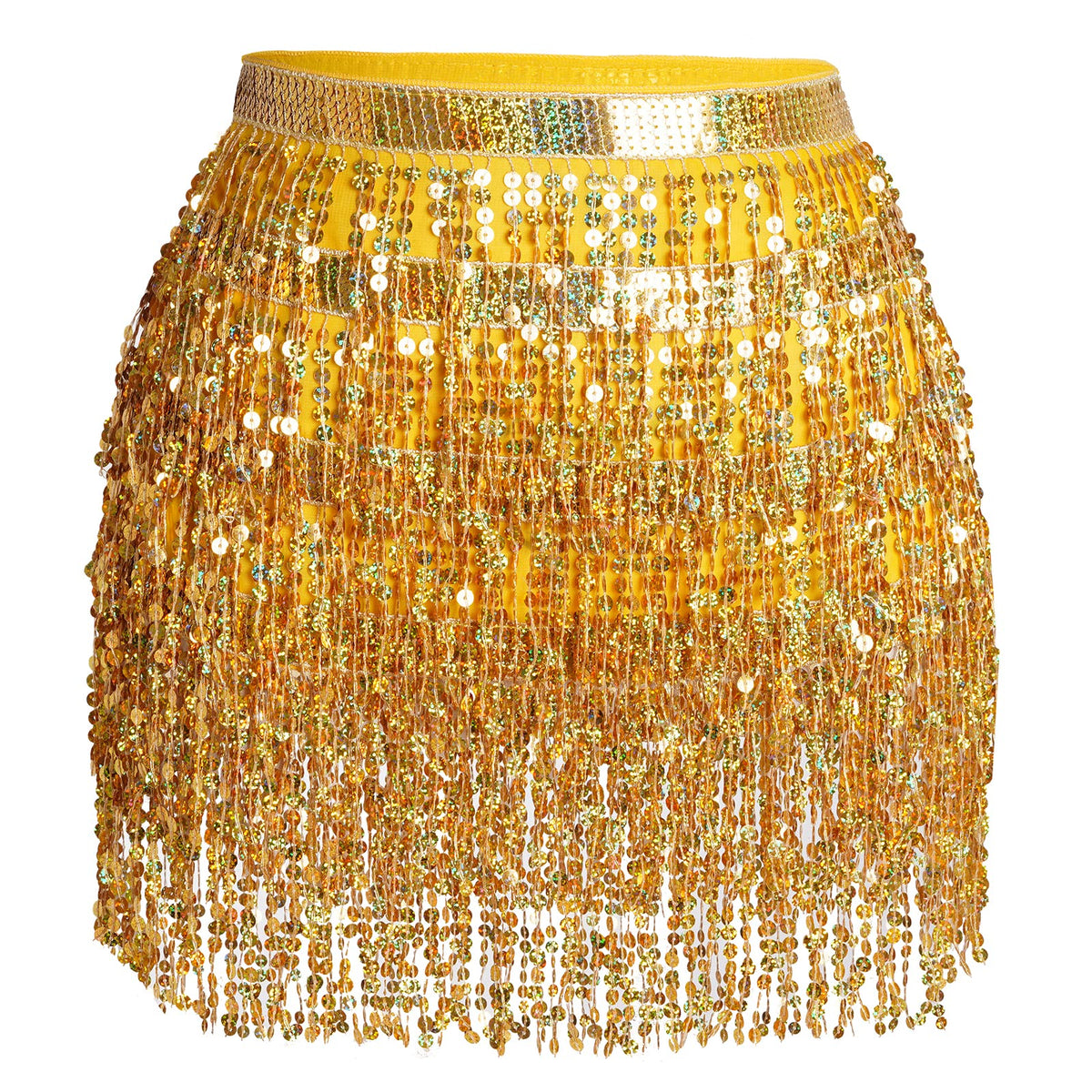 Belly Dance Hip Scarf Sequin Tassel Skirt Wrap Sparkly Rave Costume for Women