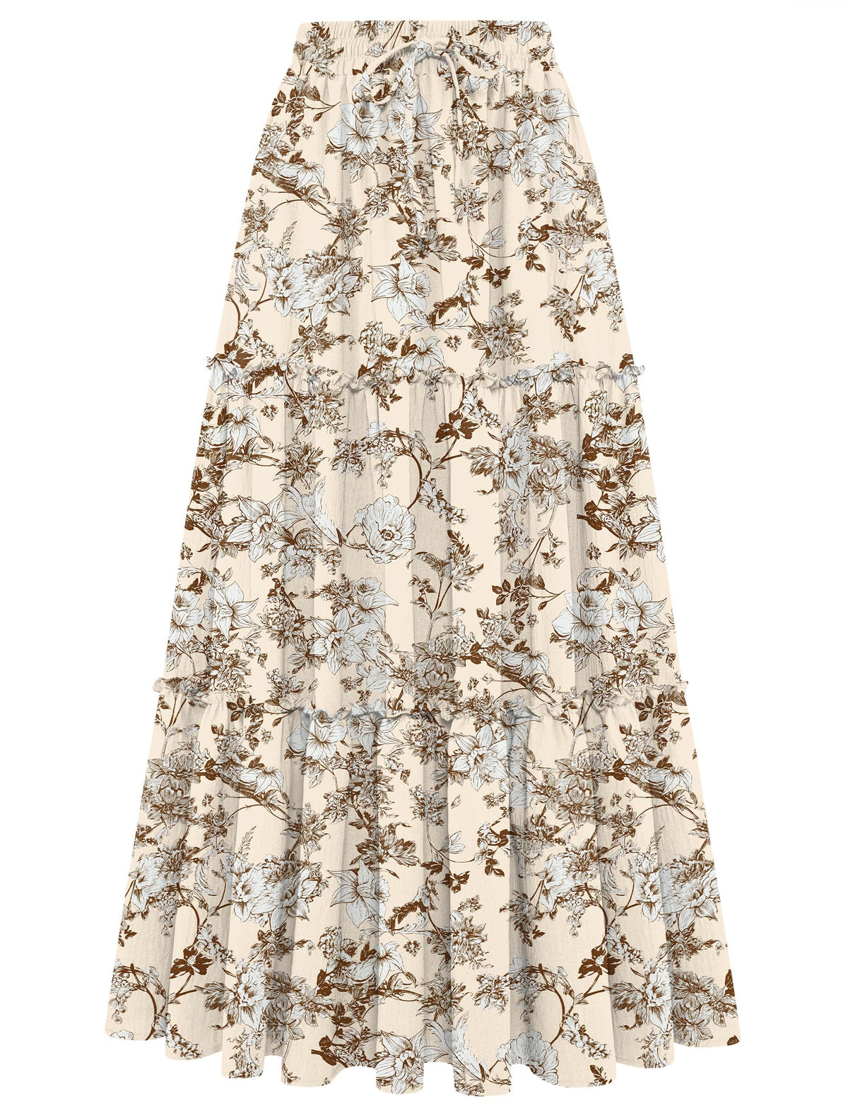 Arolina Women's Summer Maxi Skirt Trendy High Waist Pleated Ruffle Long Skirts Flowy Beach Boho Skirt Dress with Pockets