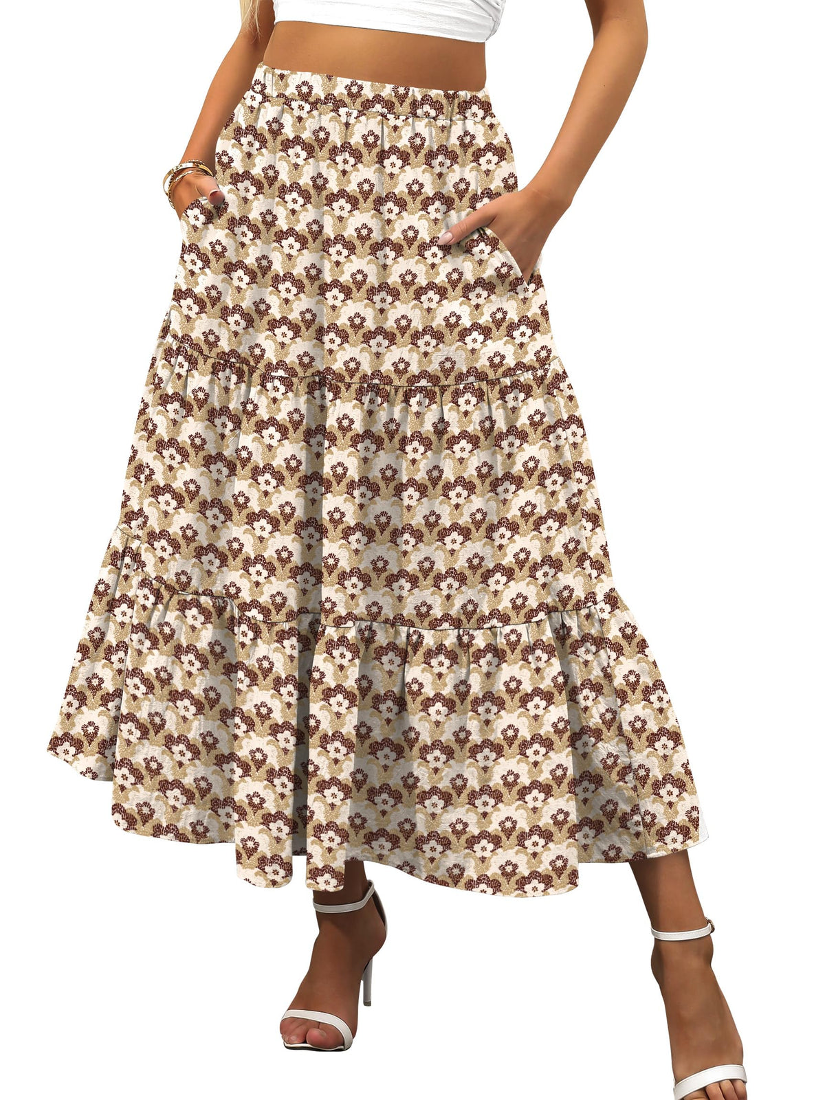 ANRABESS Women’s Summer Flowy Maxi Skirts with Pockets
