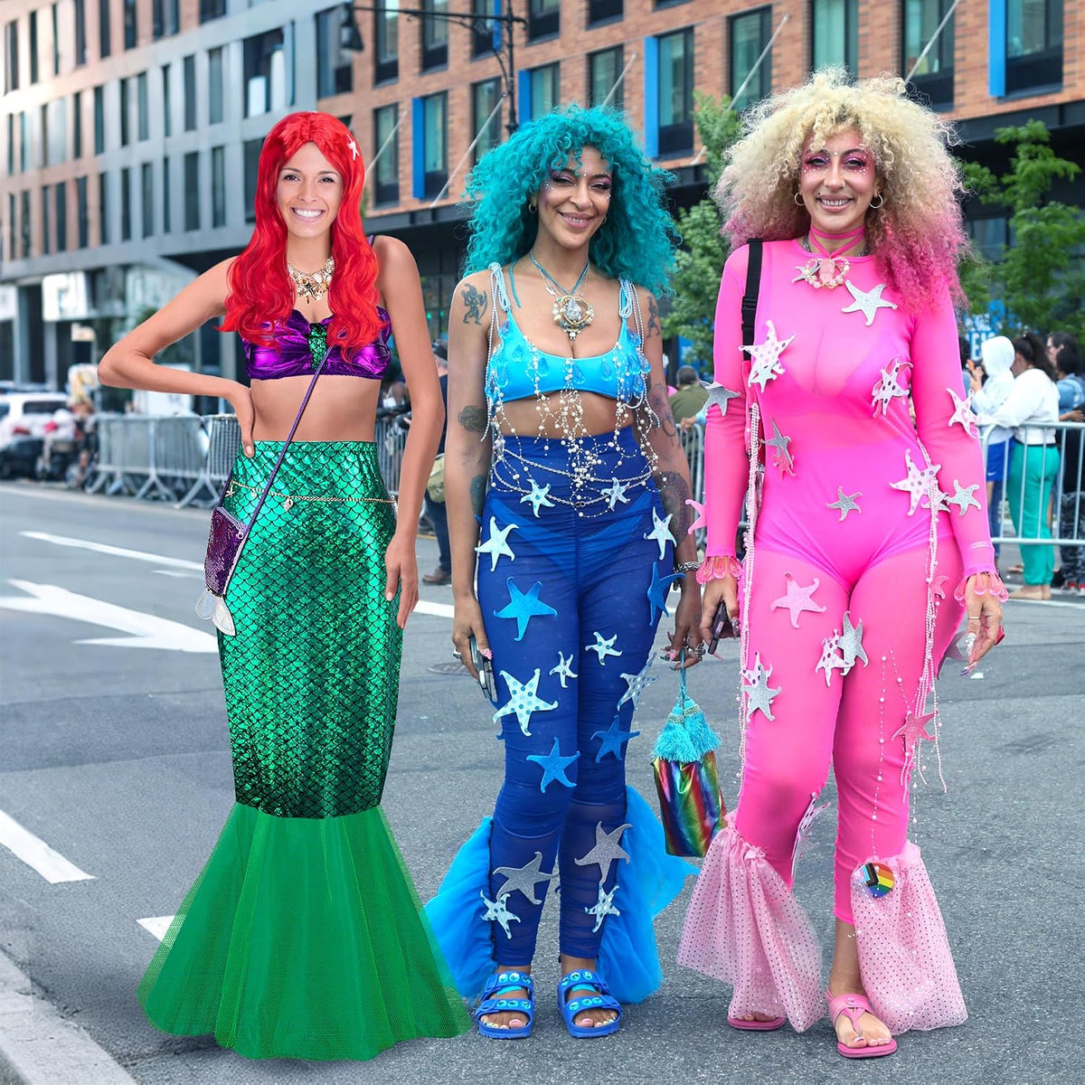 7 Pack Halloween Women Mermaid Costume, Mermaid Tube Top Skirt Costume Set