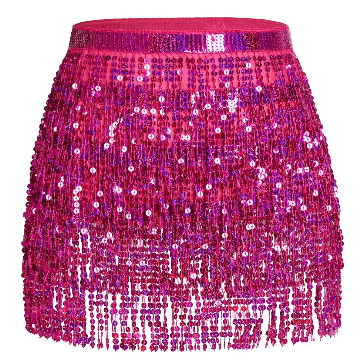 Belly Dance Hip Scarf Sequin Tassel Skirt Wrap Sparkly Rave Costume for Women