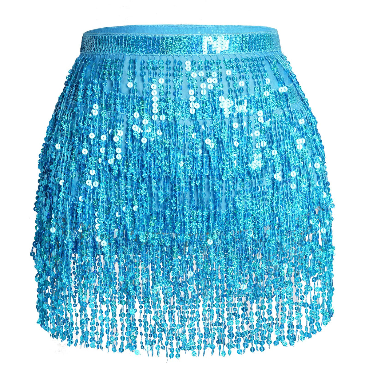 Belly Dance Hip Scarf Sequin Tassel Skirt Wrap Sparkly Rave Costume for Women
