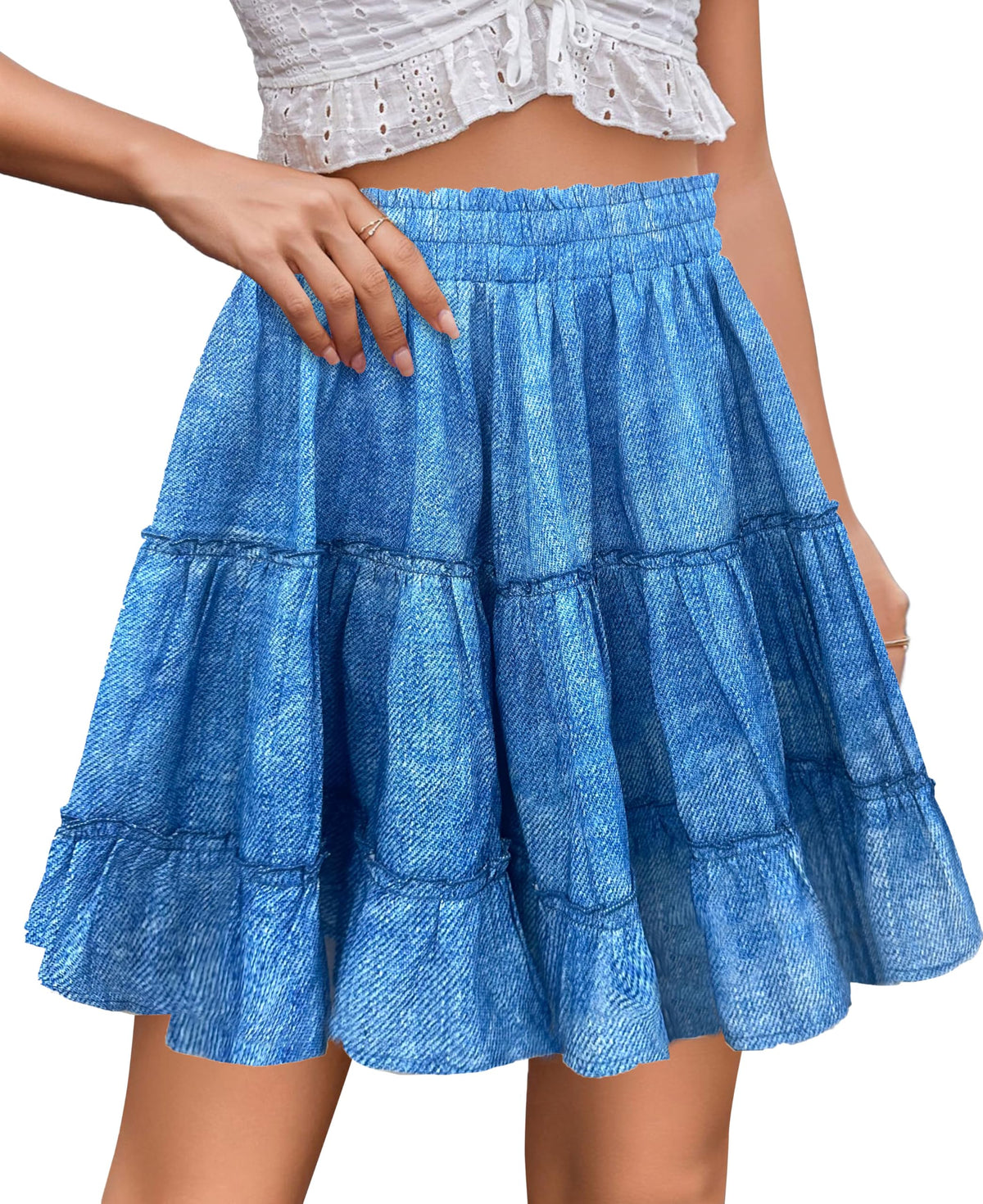 THHGPO Women's Basic Mini Skirts Flared Cotton Short Skirt