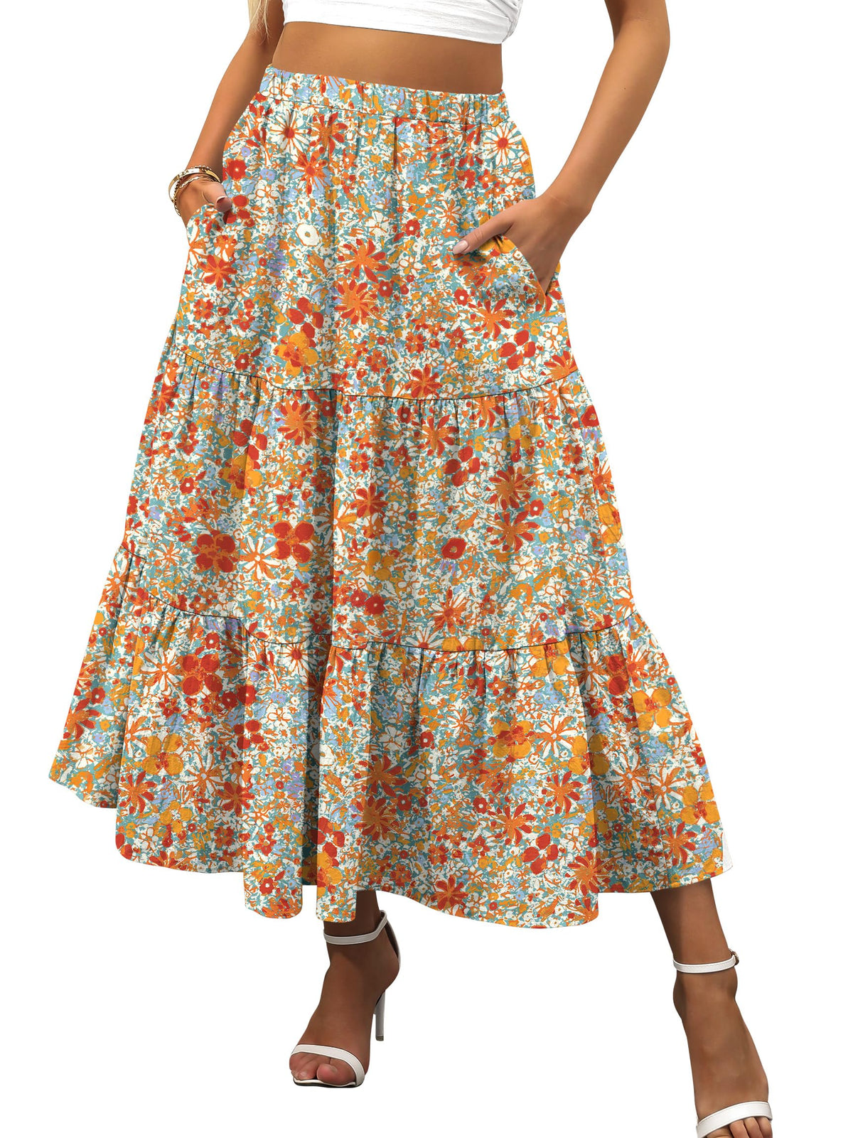 ANRABESS Women’s Summer Flowy Maxi Skirts with Pockets