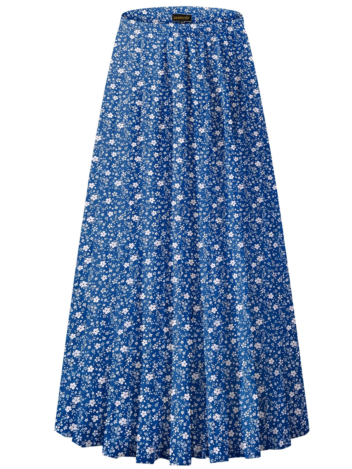 NASHALYLY Women's Chiffon Elastic High Waist Pleated A-Line Maxi Skirts