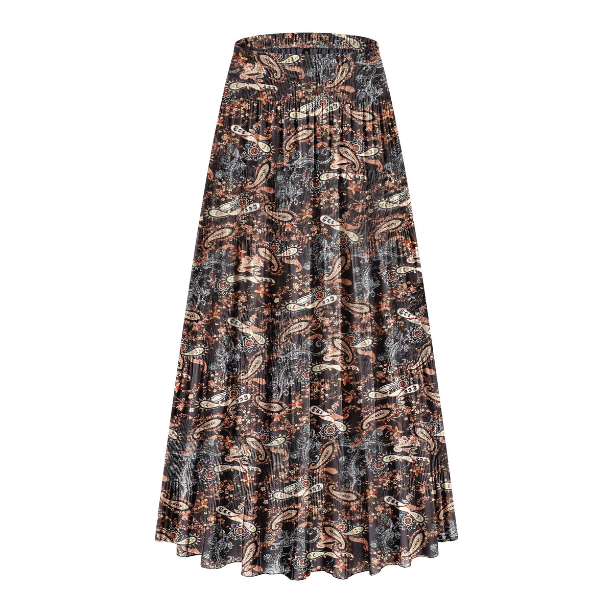 CYiNu Women's Chiffon Elastic High Waist Tiered Pleated Floral Printed A-Line Boho Long Maxi Skirts