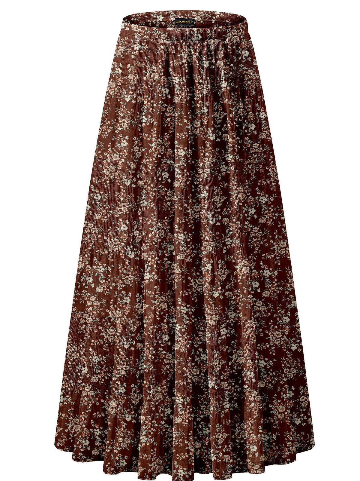 NASHALYLY Women's Chiffon Elastic High Waist Pleated A-Line Maxi Skirts