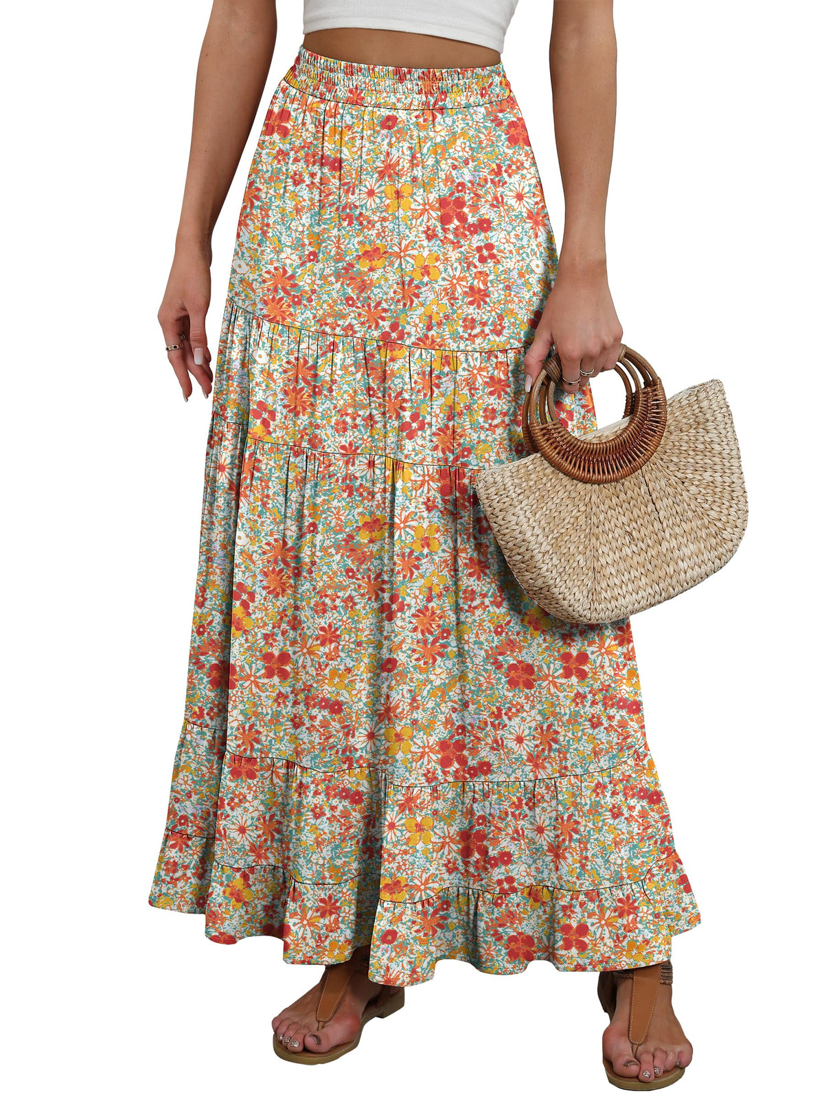 ANRABESS Women’s Summer Flowy Maxi Skirts with Pockets