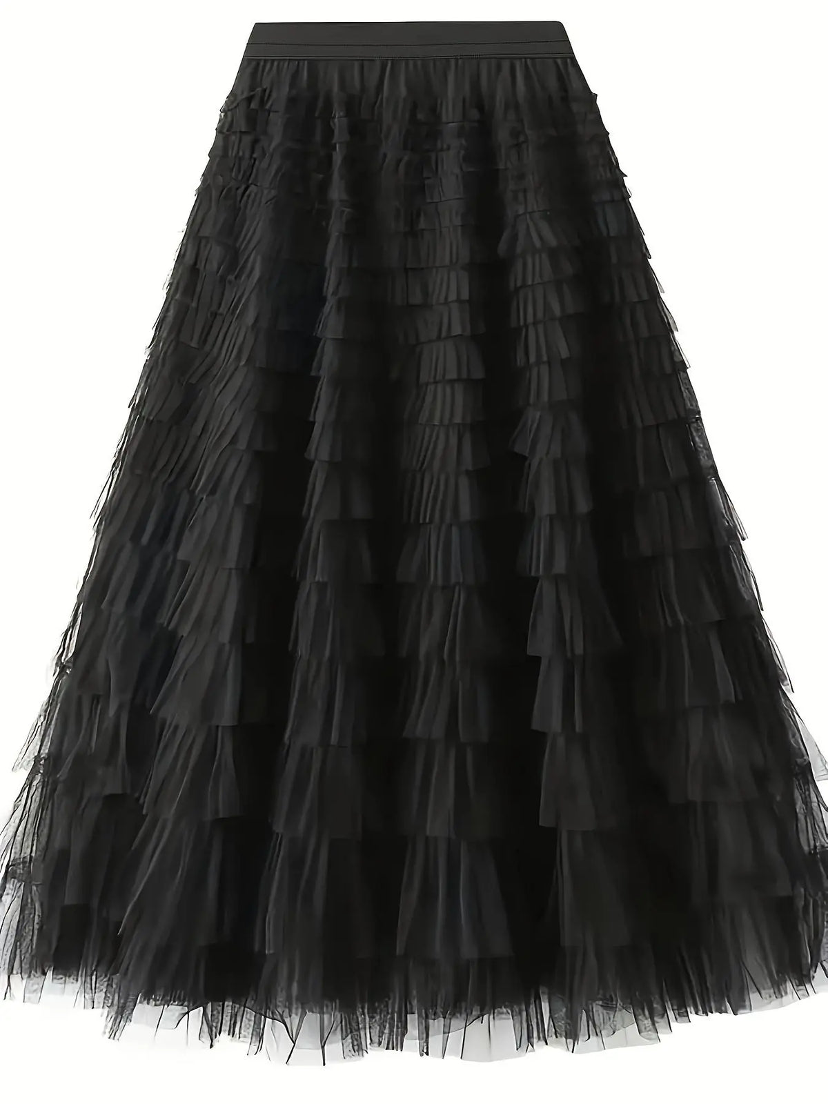 Women's Plain Ruffle Hem Tiered Layer Knit Skirt, Elegant Chic Aesthetic High Waist Fit Long Skirt for Vacation Holiday Party, Ladies Bottoms for All Seasons, Long Skirt Women All Season Skirts